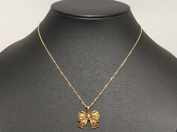 スーパーセール期間限定 ネックレス ペンダント デザイン リボン YG 18金 K18 イエローゴールド 店舗受取可 40cm 4.8g イエローゴールド
