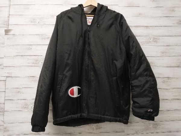 難あり Champion ×SUPREME Sherpa Lined Hooded Jacket チャンピオン シュプリーム シェルパライン フードジャケット ネイビー L 冬