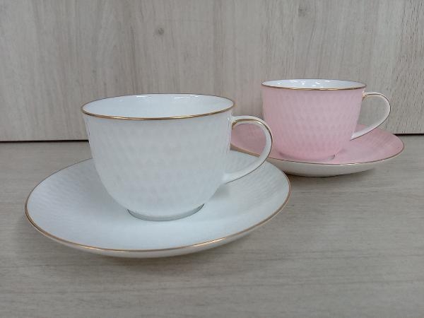 ノリタケ Noritake ダイアモンドコレクション カップ＆ソーサー 2客セット ピンク ホワイト 箱無し