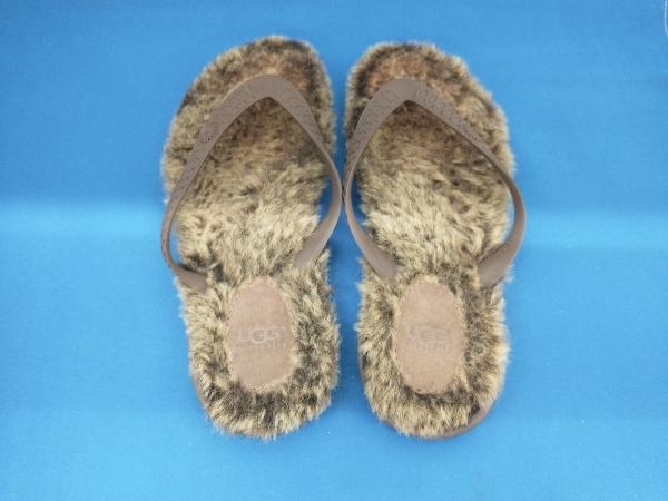 UGG サンダル 冬 アグ ファートング フラッフィー ビーチ ムートン シープスキン ブラウン 23.0cm〜24cm_画像2