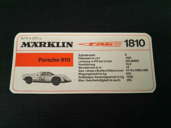 MARKLIN Porsche 910 #1810meruk Lynn Porsche 910 светло-зеленый 
