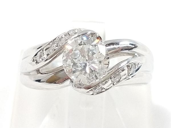 印象のデザイン 【鑑定書付き】 Pt900(総9.0g) 指輪 リング 0.09ct 0.936ct ダイヤ #10 プラチナ台