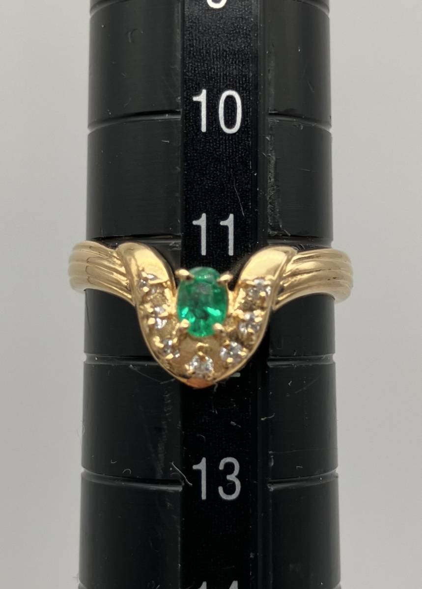 K18 11号 2.2g ダイヤ付き ゴールド 18金 カラーストーン リング 指輪 品物のみ_画像4