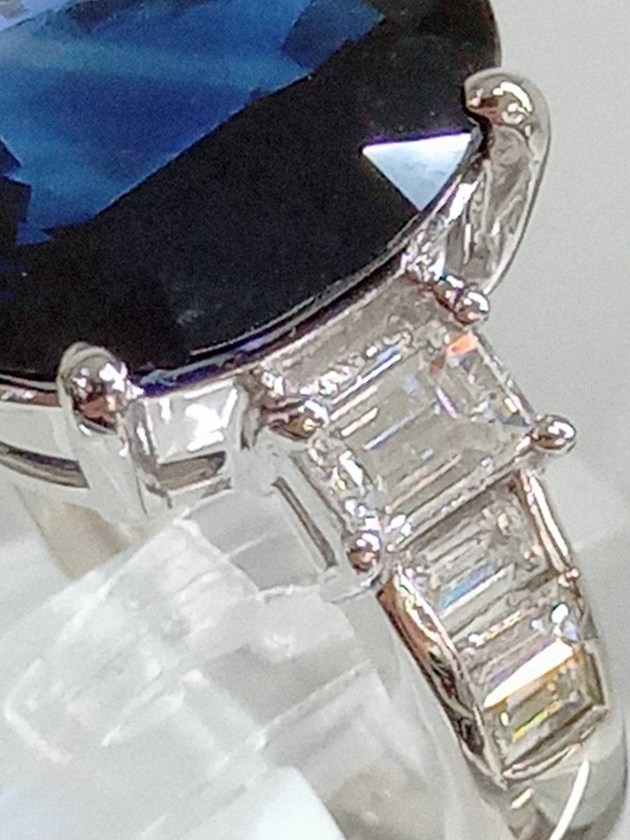 pt900 天然ブルーサファイア 6.08ct ダイヤ 0.77ct 11号 リング 店舗受取可_画像3