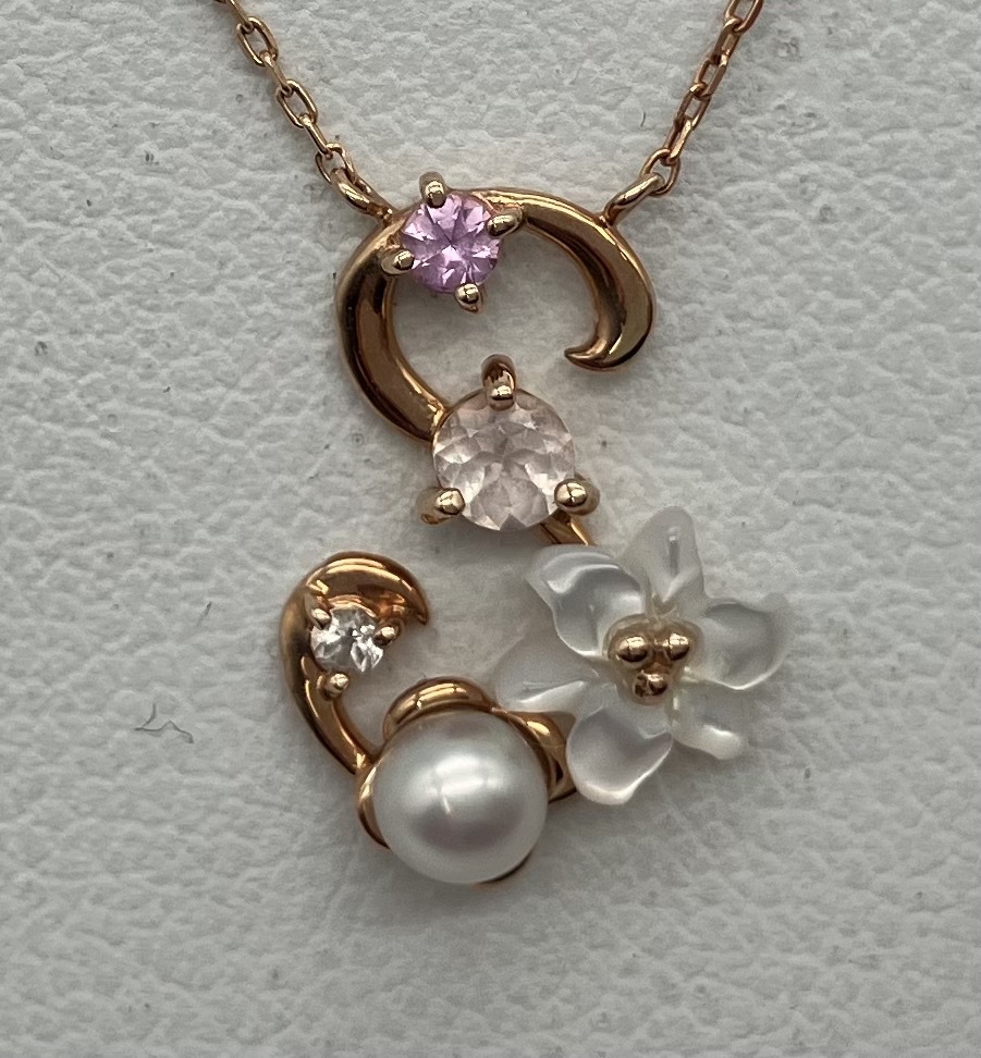 セール 一番安い tiara 【箱付】Samantha サマンサティアラ ネックレス カラーストーン イニシャルS フラワー 1.7g 41cm K18 その他