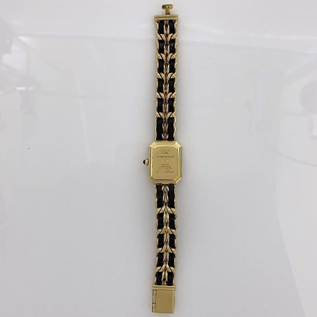  Chanel wristwatch Premiere Gold black H0001 beautiful goods lady's clock L size SS leather used 