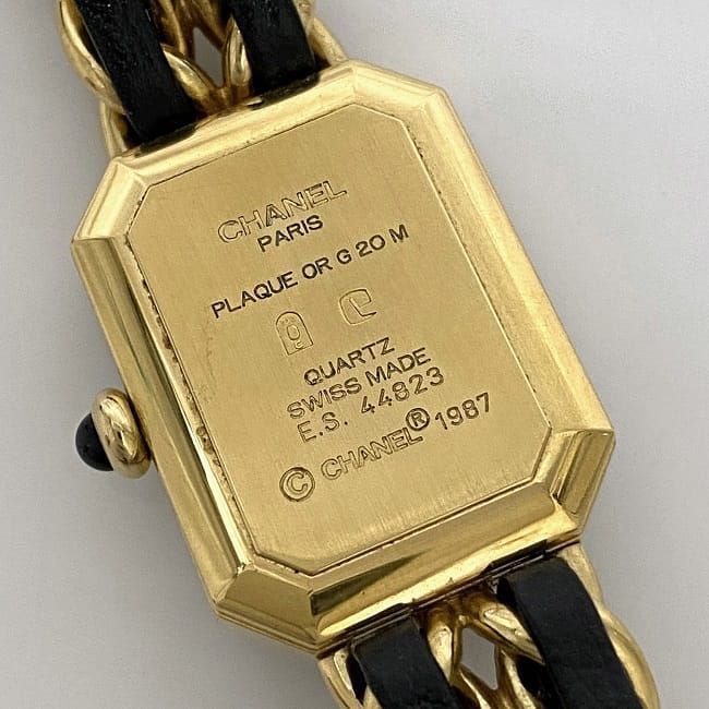  Chanel wristwatch Premiere Gold black H0001 beautiful goods lady's clock L size SS leather used 