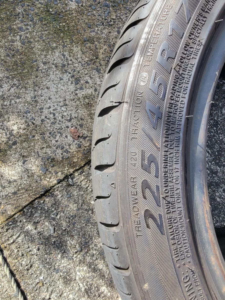 滋賀発送　DELINTE　THUNDER D7 225/45R17　中古4本　製造2021年40週　残溝約7.4mm　17インチ_画像7