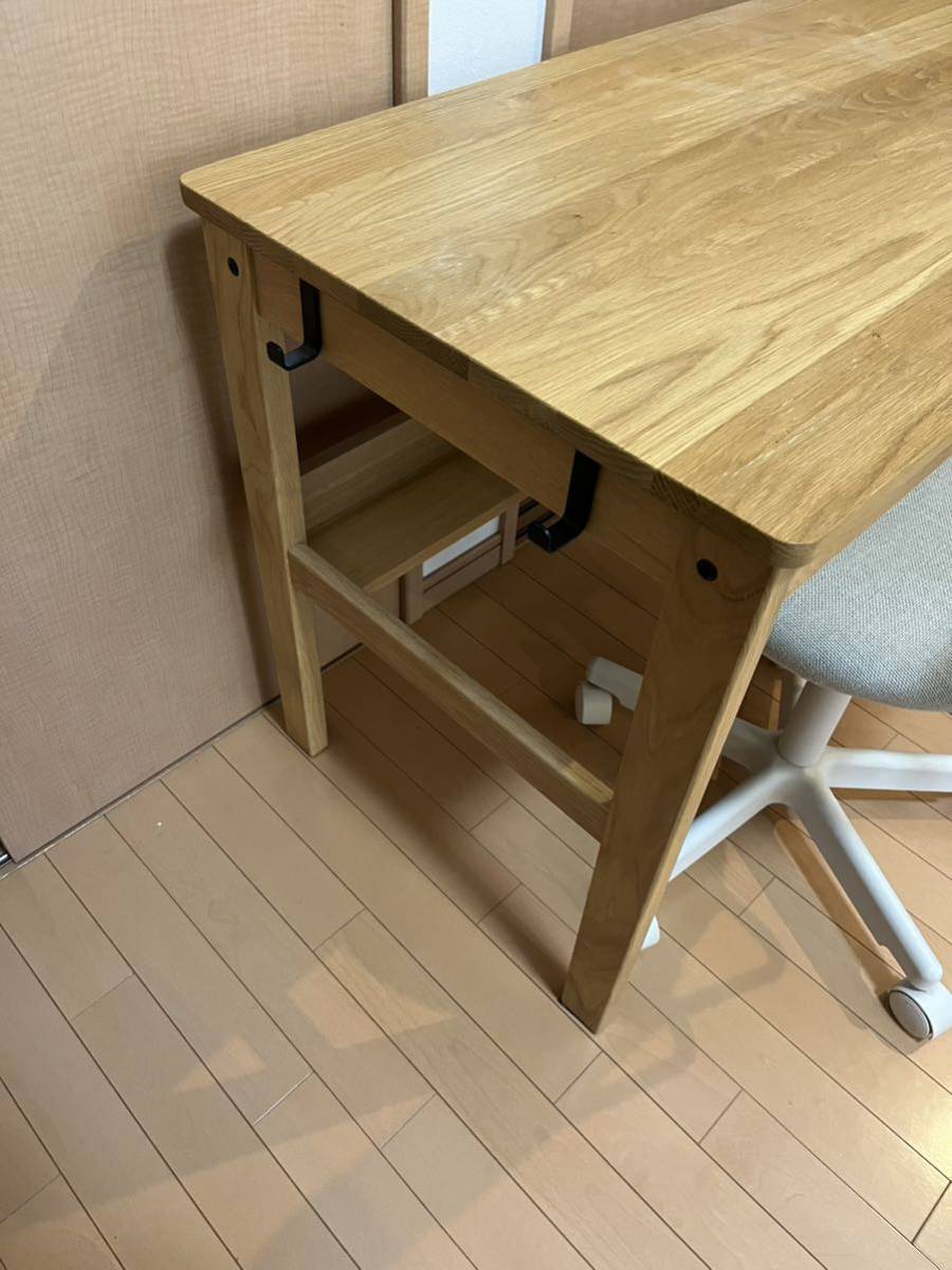 3点セット無印良品 オーク無垢材デスク引出・足元棚付+昇降式 3点セット無印良品 オーク無垢材デスク引出・足元棚付+昇降式