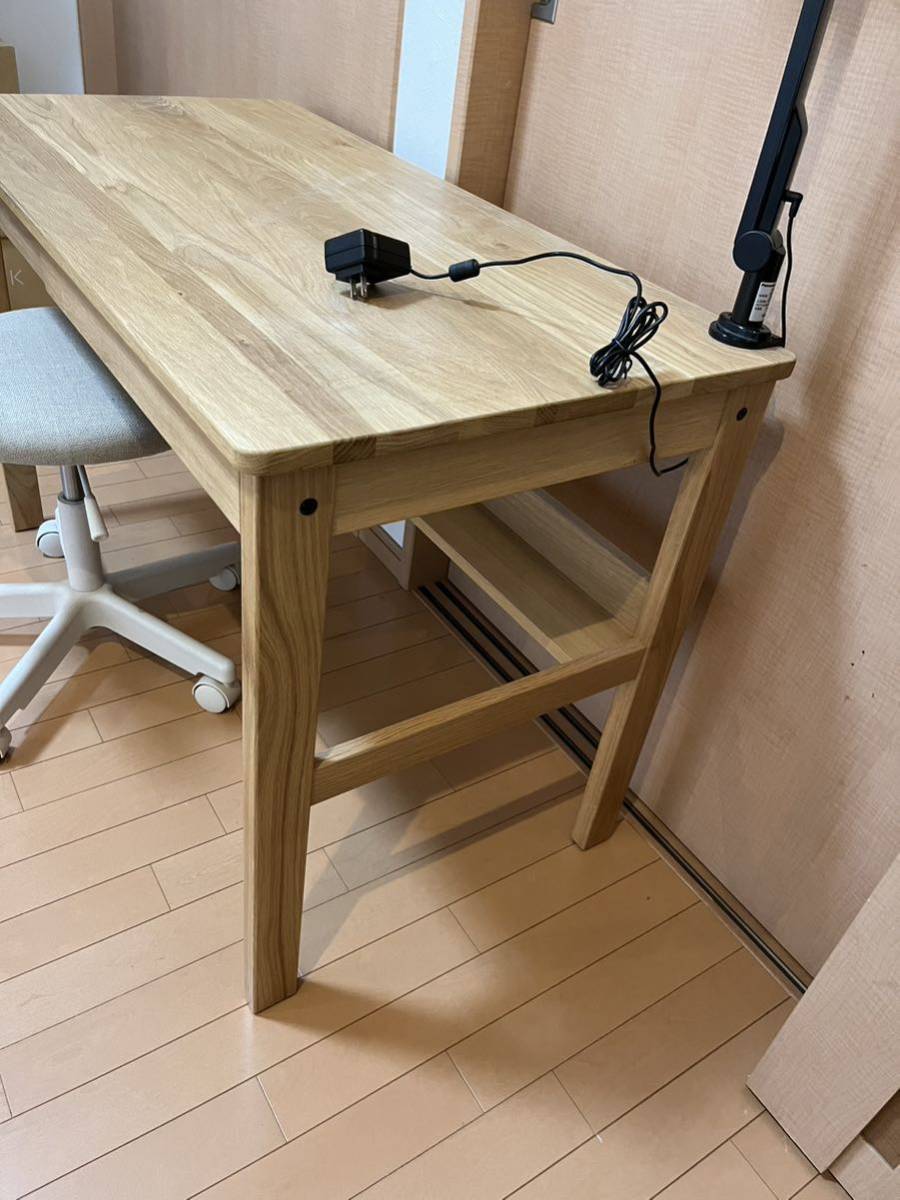 3点セット無印良品 オーク無垢材デスク引出・足元棚付+昇降式 3点セット無印良品 オーク無垢材デスク引出・足元棚付+昇降式