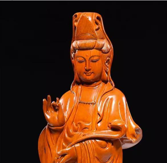 仏教美術 木彫仏像 精密細工 木彫り　花梨木 天然木 置物 観音菩薩像 仏像 高さ50cm_画像5