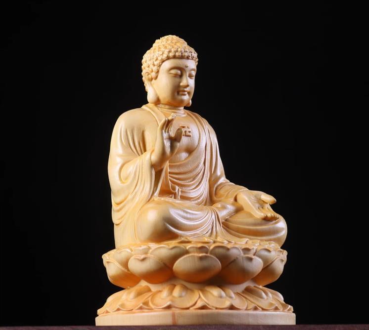 木彫仏像 阿弥陀仏座像 仏教工芸 高さ約10cm_画像2