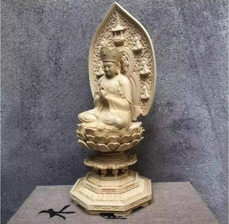 大日如来座像 無垢材 家庭用 仏壇供養 仏教美術 阿弥陀仏 工芸品_画像3