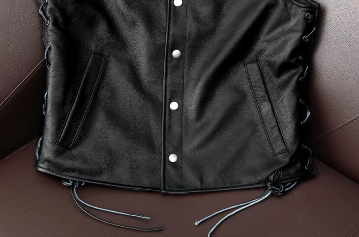 メンズレザー　ハレー　ジャーキン ベスト 本革　牛革　刺繍　大きいサイズあり　バイクジャケット 　S～4XL　黒_画像9