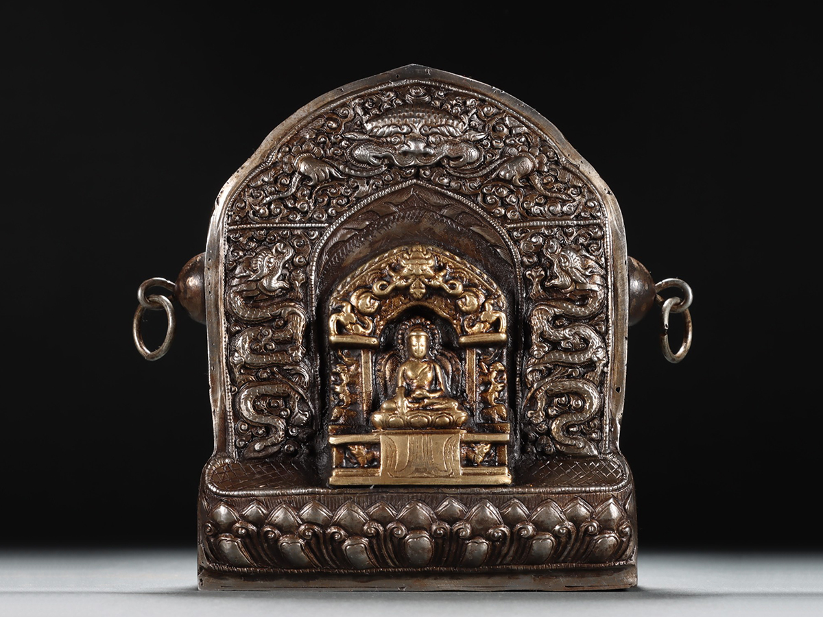 特別価格 ◆御泓軒◆『 15世紀・ 仏教古美術・鉄象嵌銅彫・仏教盒』極細工・古賞物・中国古玩・中国古美術 仏像