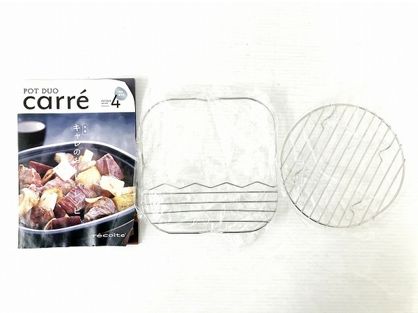 recolte POT DUO carre RPD-4 レコルト ポットデュオ キャレ 卓上電気小鍋 レッド 未使用 O8326127_画像3