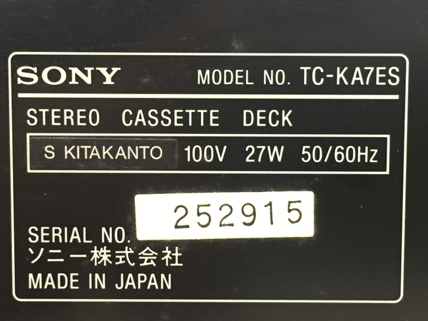SONY TC-KA7ES ソニー 3ヘッドシングルカセットデッキ テープレコーダー ジャンク G8309865_画像10