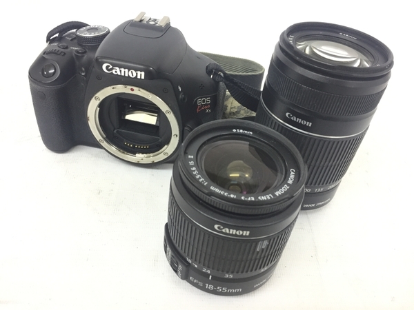 Canon EOS Kiss X5 EF-S 18-55mm 1:3.5-5.6 IS 55-250mm 1:4-5.6 IS デジタル一眼レフ カメラ キャノン 中古 G8352602