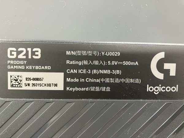 Logicool Y-U0029 G213 PRODIGY ゲーミングキーボード ロジクール PC周辺機器 中古W8370911_画像6