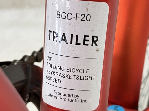 TRAILER BGC-F20 折りたたみ自転車 ミニベロ 6段変速 トレイラー 中古 直 W7968153_画像7