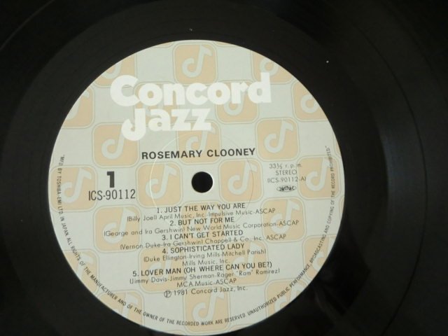 (EC)【何点でも同送料 LP/レコード/帯付/ROSEMARY CLOONEY/SAME/CONCORD JAZZ ICS-90112 ローズマリー・クルーニ_画像3