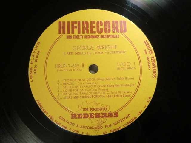 (AI) 【何点でも同送料】LP レコード/GEORGE WRIGHT / PLAYS THE MIGHTY WURLITZER PIPE ORGAN ジョージ・ライト_画像4