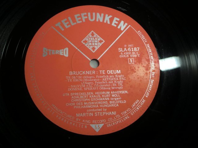 (C) 【何点でも同送料】LP レコード/SLA-6187 BRUCKNER TE DEUM/シュテファーニ「ブルックナー＆ヴェルディ/テ・デウム」_画像4