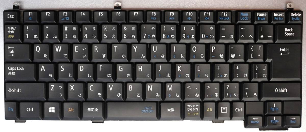 NEC VersaPro VK26TX-Kから外した日本語キーボード MP-13U70J0-920：互換 V102646GJ1_表面