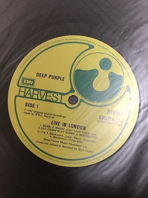極美品　DEEP PURPLE LP LIVE IN LONDON 英EMIハーベスト盤　1枚組　同梱可能_画像6