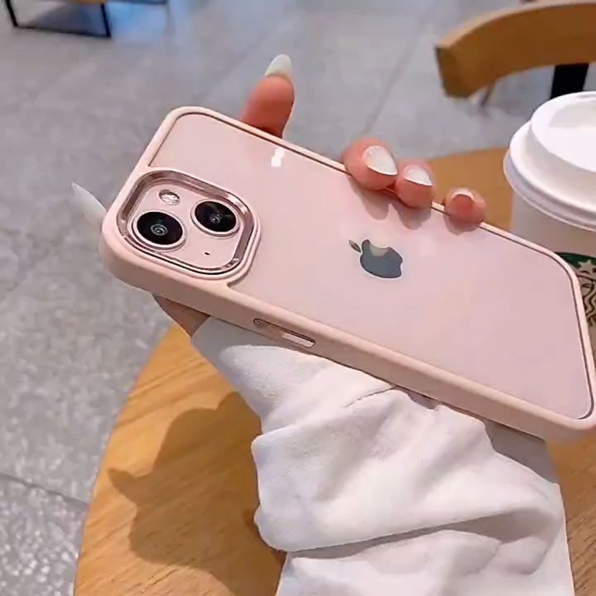 最新機種 iPhone15 ピンク iPhoneケース パステルカラー メッキカメラリング シリコン アクリル クリアパネル 人気