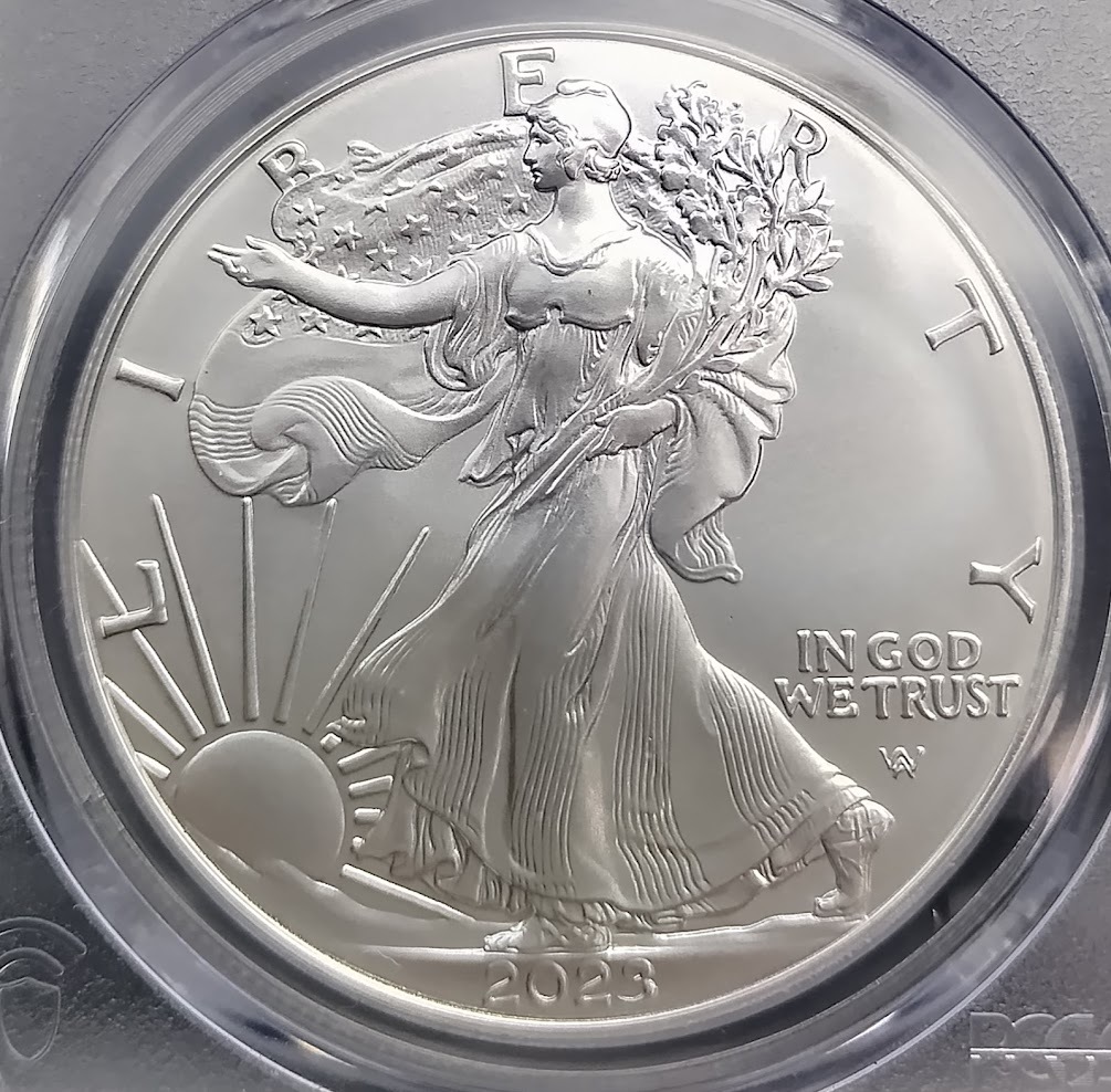 《最高鑑定》 2023 シルバーイーグル PCGS MS70 First Strike 銀貨 ＄1 エルヴィン・ベシア直筆サイン入り Silver Eagle モダンコイン1ドル_画像1