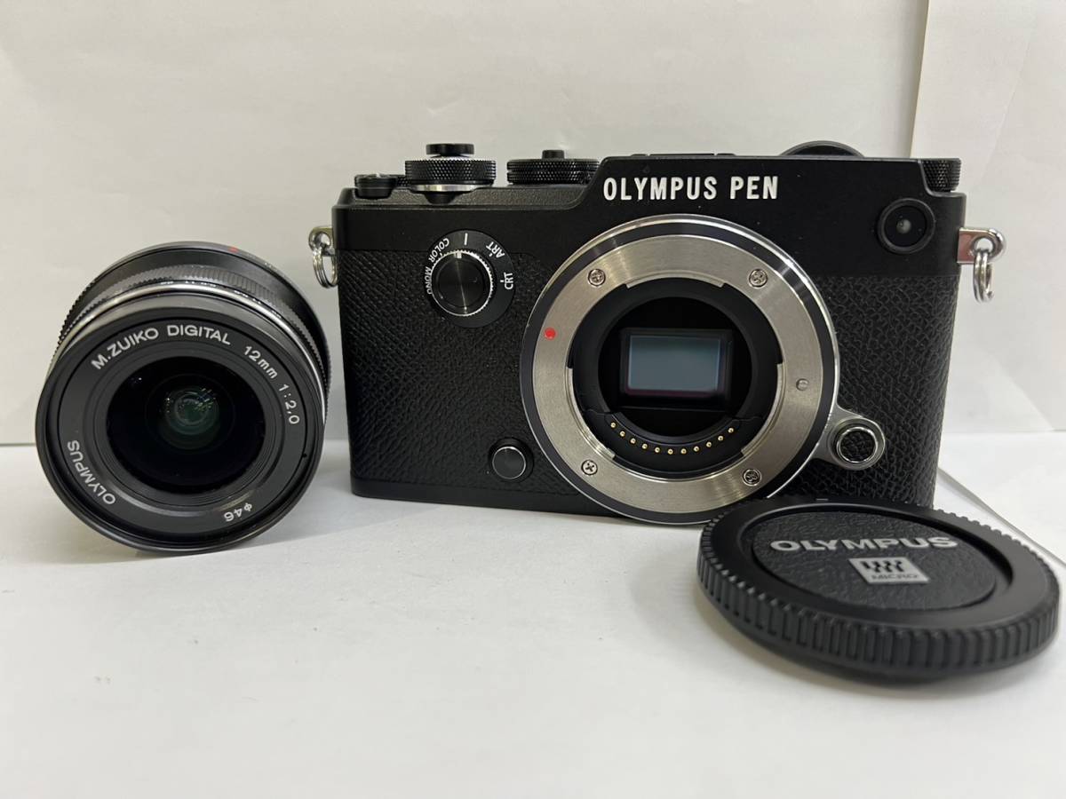 【DK 20972T】OLYMPUS ミラーレス一眼 PEN-F ブラック オリンパス カメラ 12mm 1:2.0 箱/付属品有 美品 中古 現状品_画像2