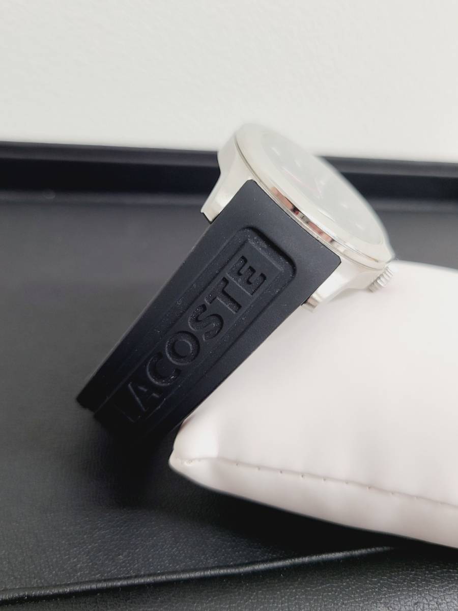 【BF-5820】LACOSTE ラコステ 腕時計 ADVANTAGE G10628 ステンレススチール ウォッチ デイト シリコンバンド 5ATM Quartz 不動 動作未確認_画像7