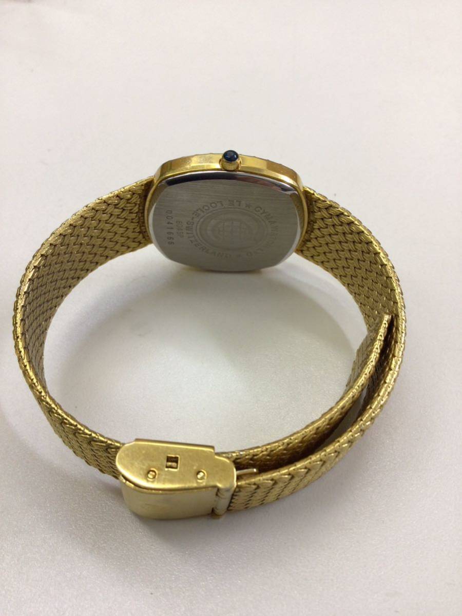 シーマ クオーツ 腕時計 CYMA 604SP 4Pダイヤ 金色 竜頭装飾 一体型 金属メッシュブレス　電池交換済_画像6