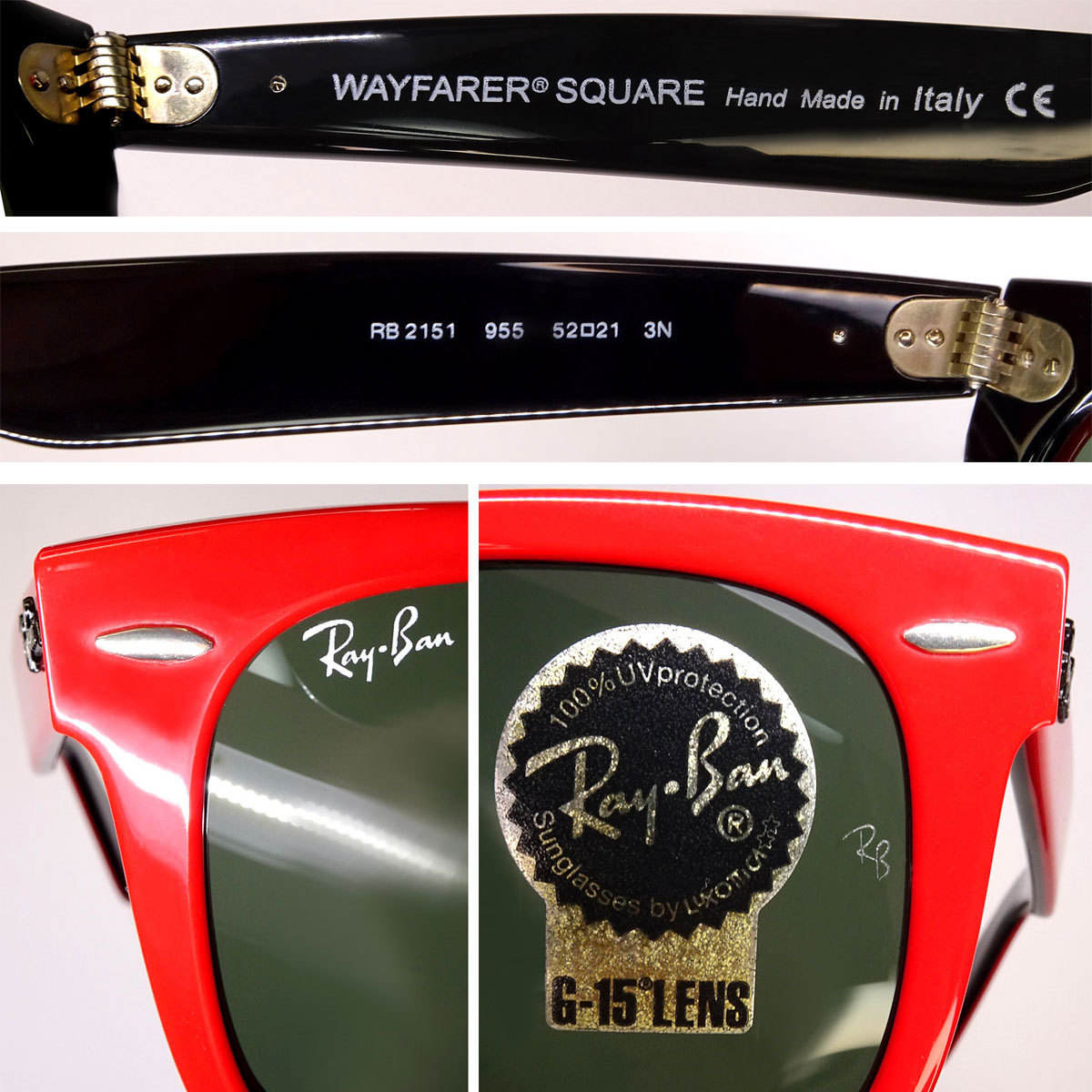 ■■ WAYFARER　SQUARE・ウェイファーラー　スクエア/52サイズ/未使用品/欧米仕様・廃盤モデル/RB2151 995/Ray-Ban・レイバン ■■_画像7