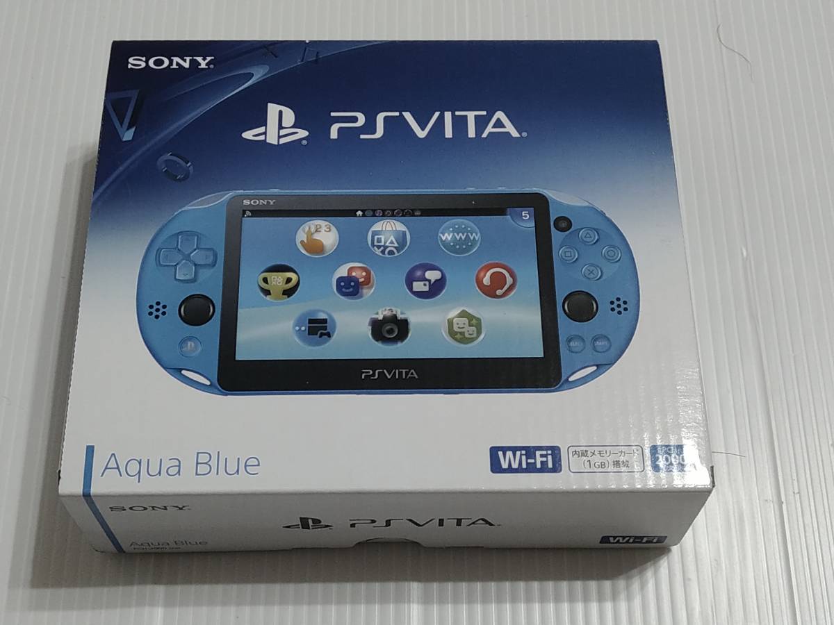 ☆ 新品同様 ☆ PSVITA 2000 アクアブルー blue 本体 vita 8GB メモリーカード ビータ _画像1