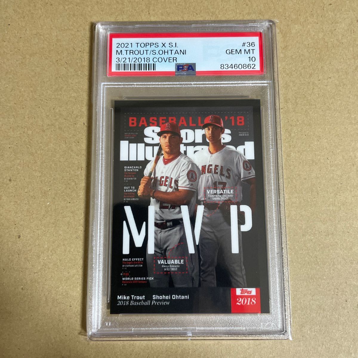 【PSA10】GEM MINT 2021 Topps x Sports Illustrated 大谷翔平 マイク・トラウト MVP 2018 Cover #36 SHOHEI OHTANI MIKE TROUT PSA鑑定_画像1