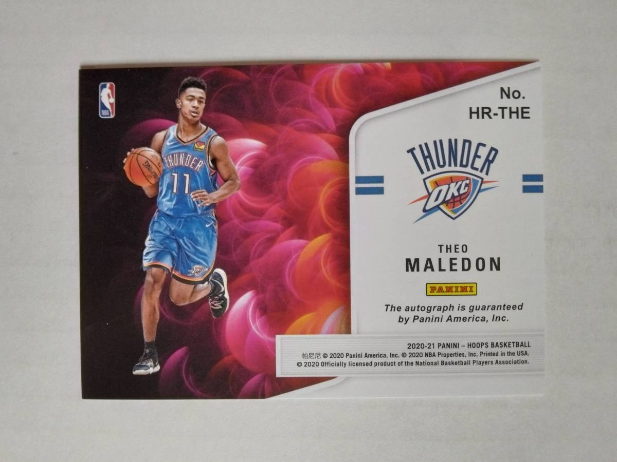 THEO MALEDON（サンダー、ホーネッツ他）20-21 Panini Hoops　ルーキー直筆サインカード_画像2