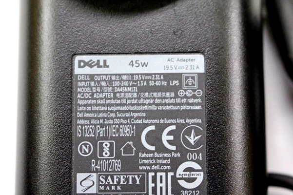 DELL original AC adaptor *DA45NM131/19.5V 2.31A/ outer diameter approximately 4.5mm inside diameter approximately 3mm* DELLAC19.5V74Y