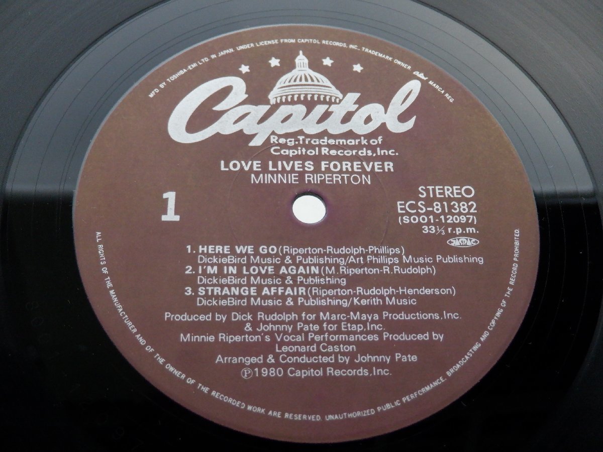 Minnie Riperton(ミニー・リパートン)「Love Lives Forever(愛・生命・永遠)」LP/Capitol Records(ECS-81382)/ファンクソウル_画像2