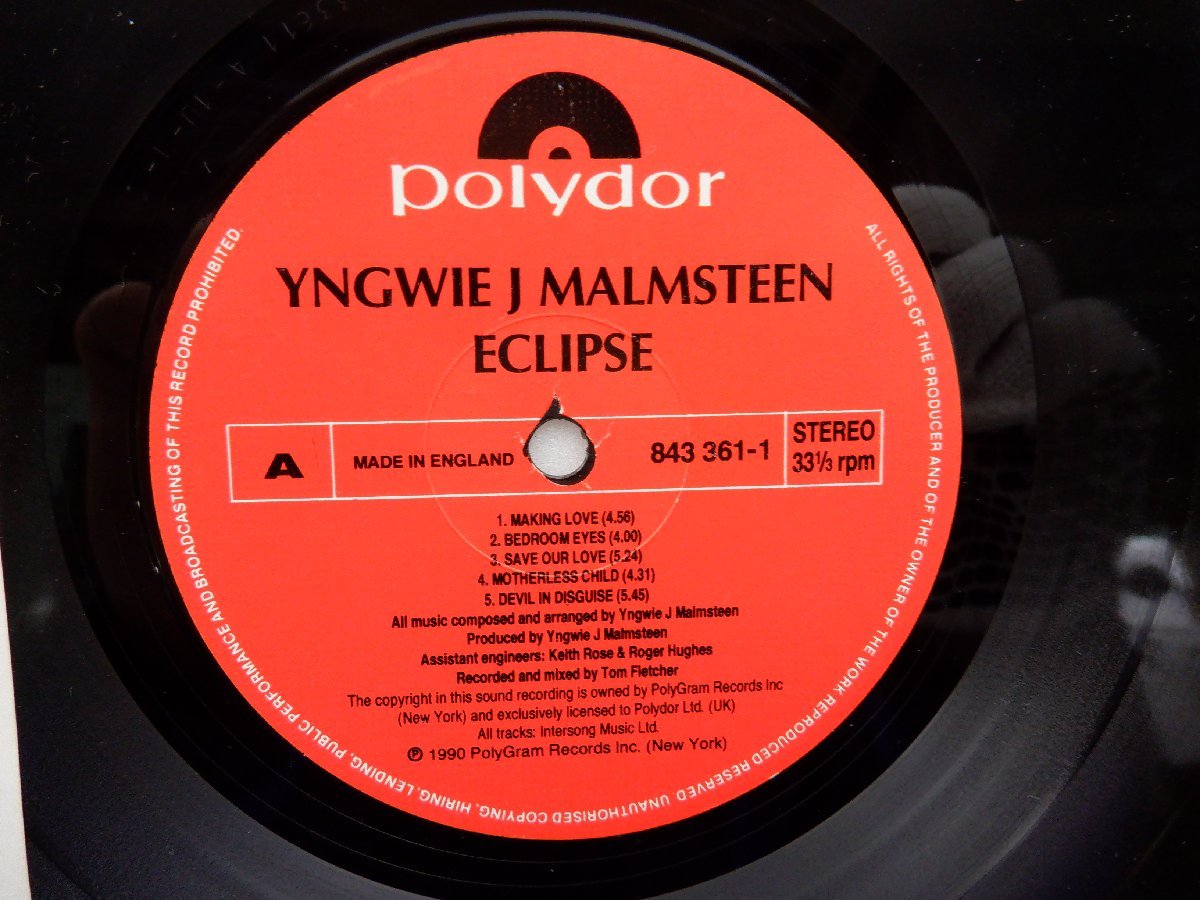 Yngwie Malmsteen「Eclipse」LP（12インチ）/Polydor(843 361-1)/洋楽ロック_画像2