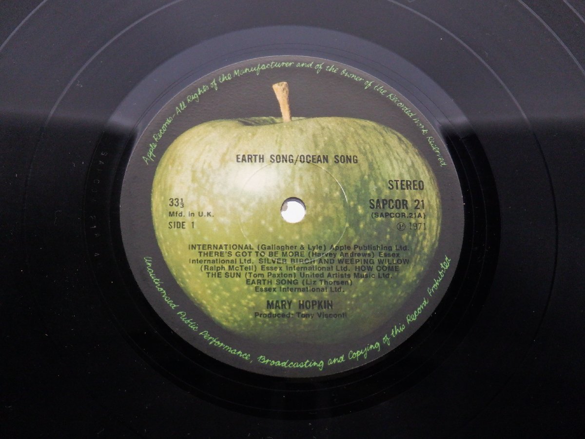 Mary Hopkin「Earth Song / Ocean Song」LP（12インチ）/Apple Records(SAPCOR 21)/洋楽ロック_画像3