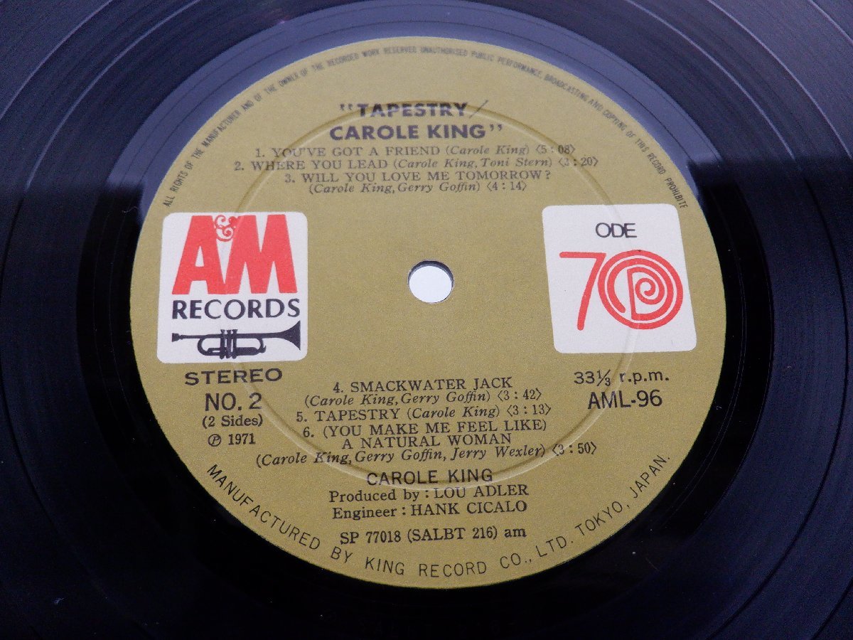 Carole King(キャロル・キング)「Tapestry(つづれおり)」LP（12インチ）/A&M Records(AML-96)/Rock_画像2