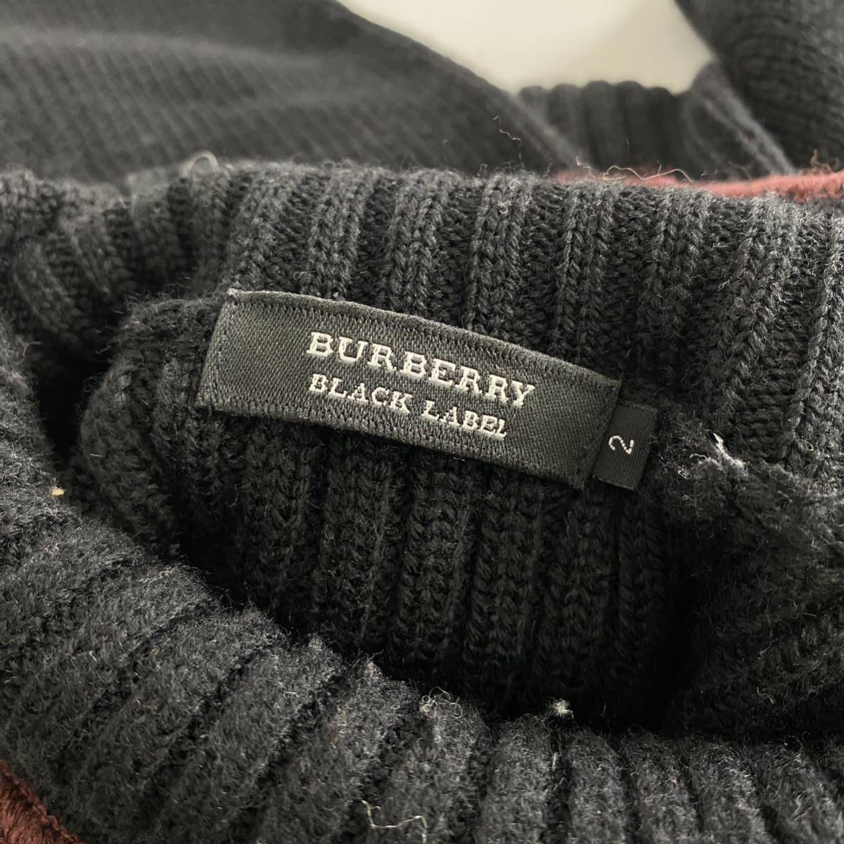 Zl9 BURBERRY BLACK LABEL バーバリーブラックレーベル フロント切替 タートルネック ニット セーター 2 Mサイズ相当 メンズ 紳士服_画像5