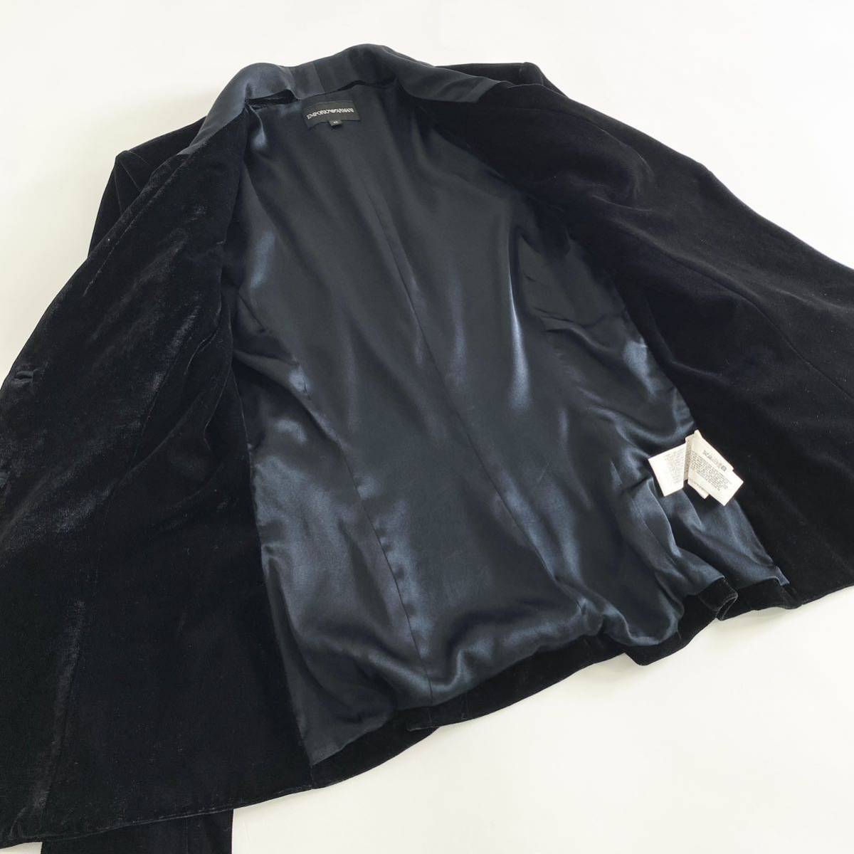 Al9 EMPORIO ARMANI エンポリオアルマーニ テーラードジャケット タキシードジャケット ベロア生地 42 Lサイズ相当 レディース 女性用_画像3
