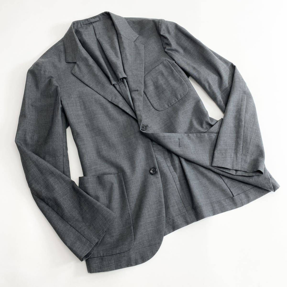 Al13 日本製 MARGARET HOWELL マーガレットハウエル テーラードジャケット サイズL グレー メンズ スーツジャケット ウール 無地 紳士服_画像1