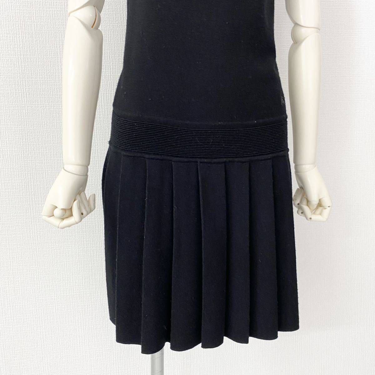 TL20 BURBERRY BLUE LABEL バーバリーブルーレーベル ニットワンピース サイズ38 ブラック レディース 半袖ワンピース ウール ドレス dress_画像5