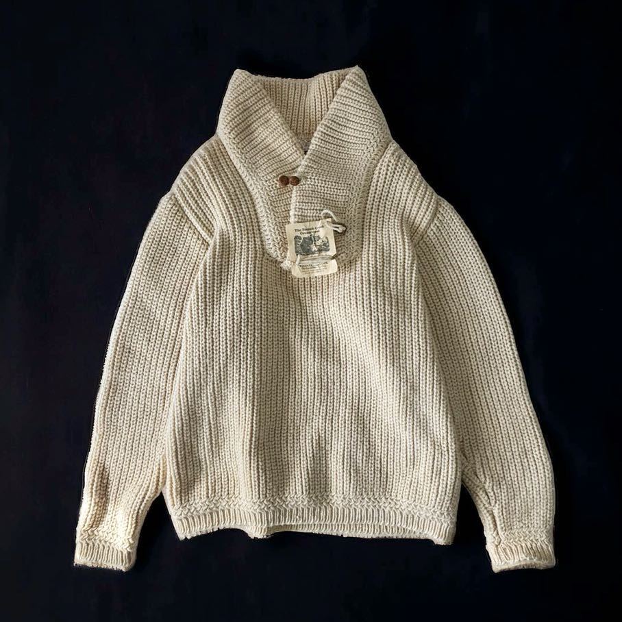 美品 USA製 VINTAGE 極厚HAND KNIT French Creek 手編み ショールカラー ハンドニット セーター ニット ビンテージ アメリカ購入 古着_画像2