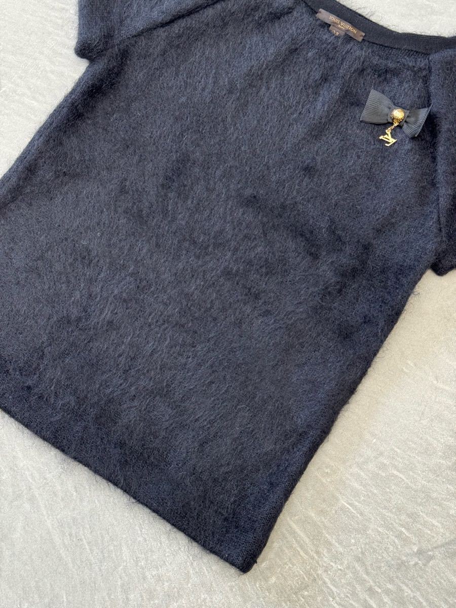ルイヴィトン ショートスリーブ モヘア ニット XS ブラック Louis Vuitton 半袖 ウール シルク 羊毛 絹 黒 セーター