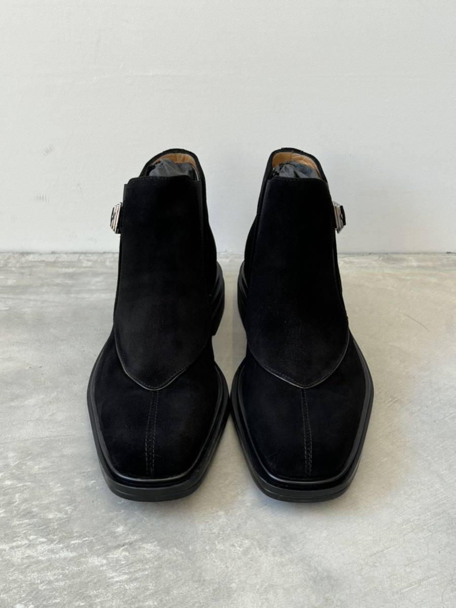 パチョッティ スウェード ブーツ 6 ブラック Paciotti スエード 黒 レザー シューズ 革靴 モンクストラップ 軽量 ライトウエイト_画像2